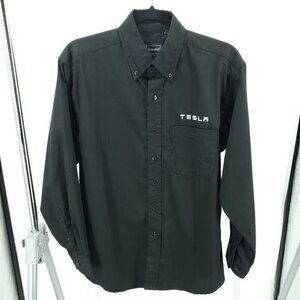 Men's Tesla Motors/Blue Generation Cotton Button Down Shirt S Black